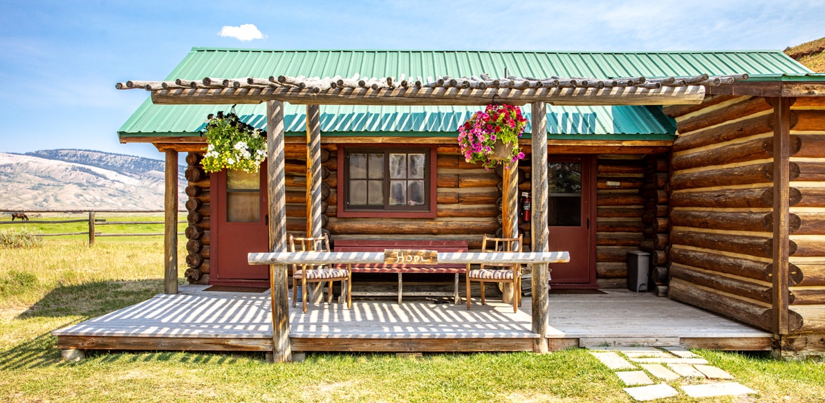 Exterior view of porch of Hopi cabin