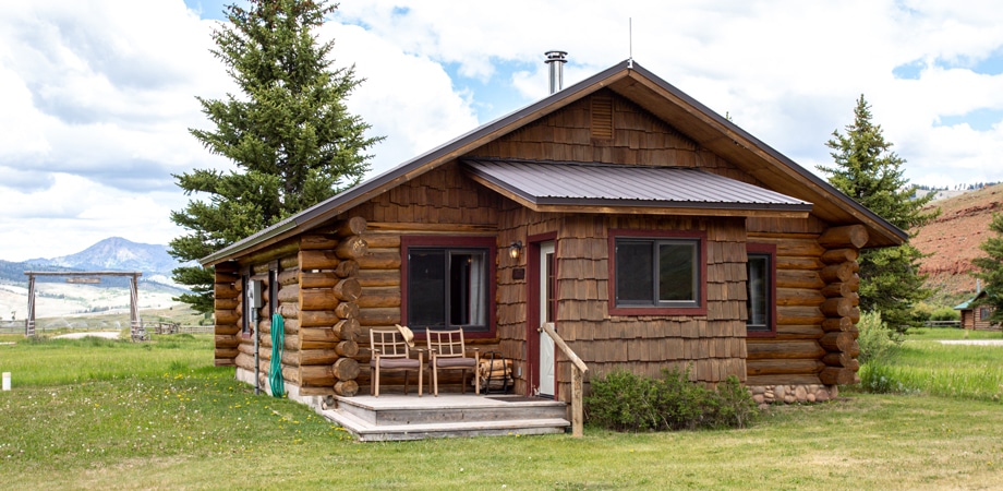 Exterior view of porch of Nez Perce cabin