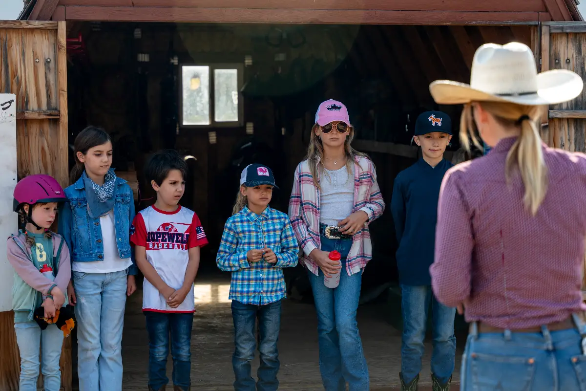 Children in a barn